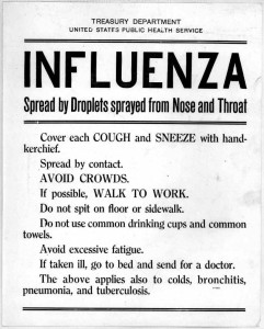 Spanish flu poster giving instructions to reduce spread