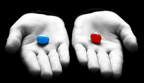 Wahl: Rote und blaue Pille